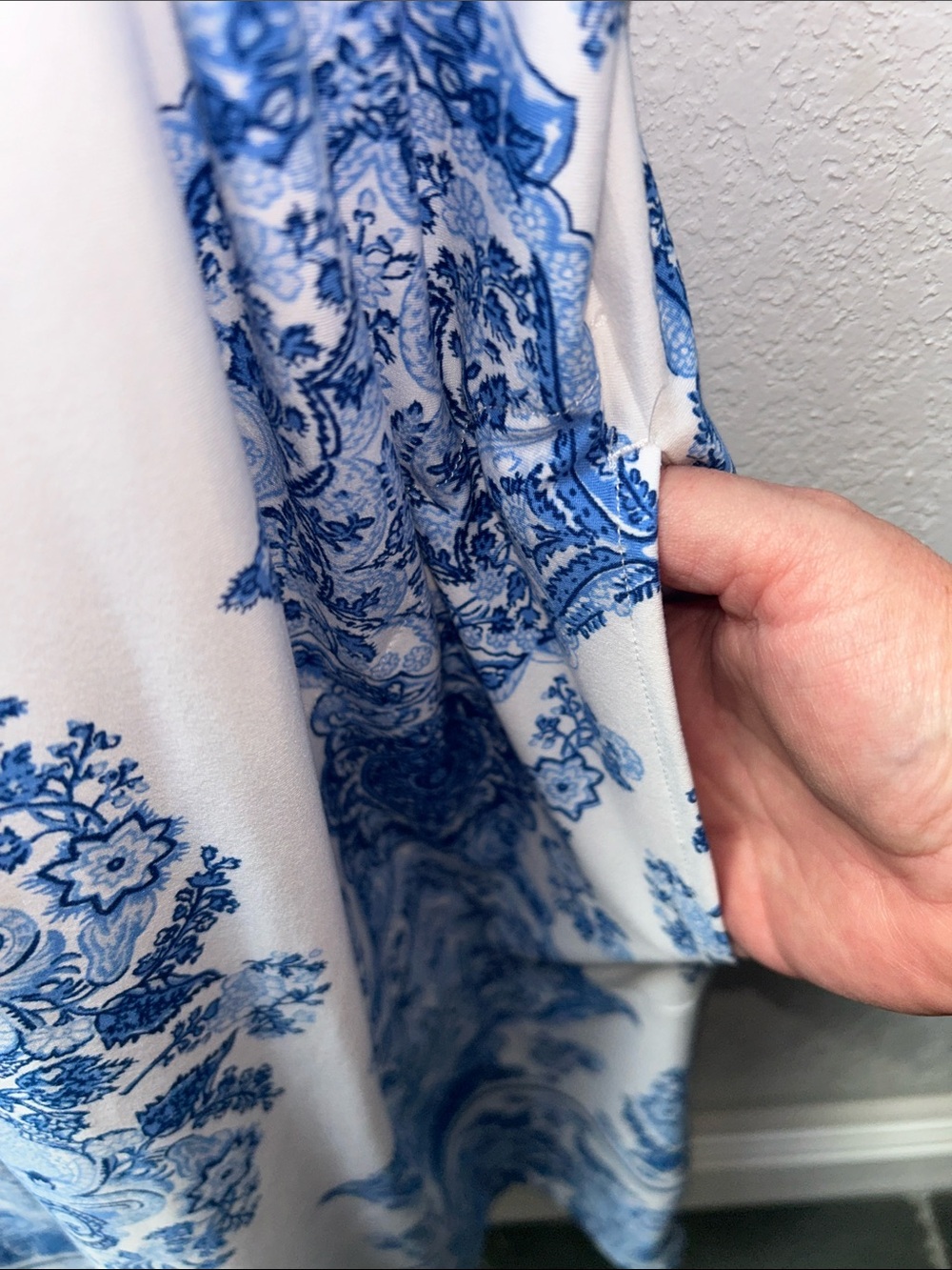 Soma Short Swing Dress Built-In Bra Pockets White + Blue Floral Print EUC XXL 2X - Picture 5 of 10